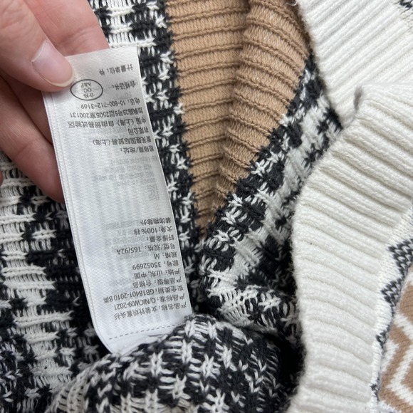 Hollister Sweater Mens Medium White Fair Isle Snowflake Knit Pullover winter - Picture 7 of 14